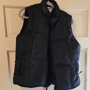 Old Navy Fleece Lined Black Puffer Vest L